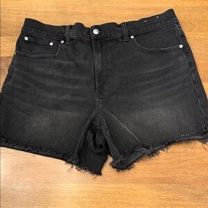 Madewell Sz 31 Perfect Mid length High-Rise Black Denim Shorts